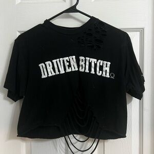 Edgy Black Graphic Crop Top